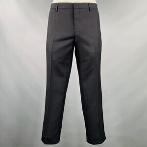 PRADA Size 38 Grey Textured Wool Flat Front Dress Pants